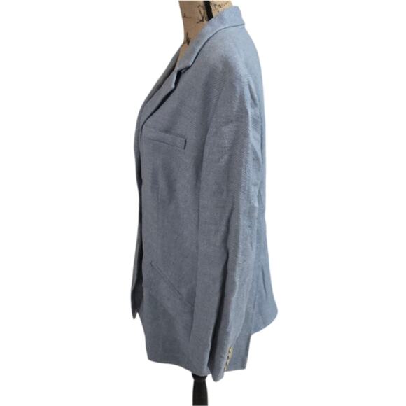 Ralph Lauren Women's Light Blue Silk Linen Blend Blazer Plus Size 20W - Picture 7 of 11